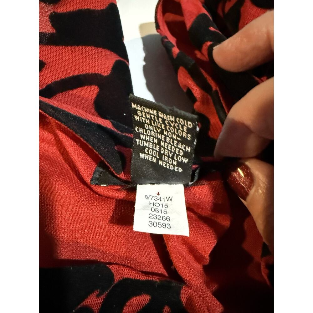 Alfani Mesh Velvet Burnout Red Black Top Asymmetric Size 3x NEW Holiday Evening - Picture 9 of 9